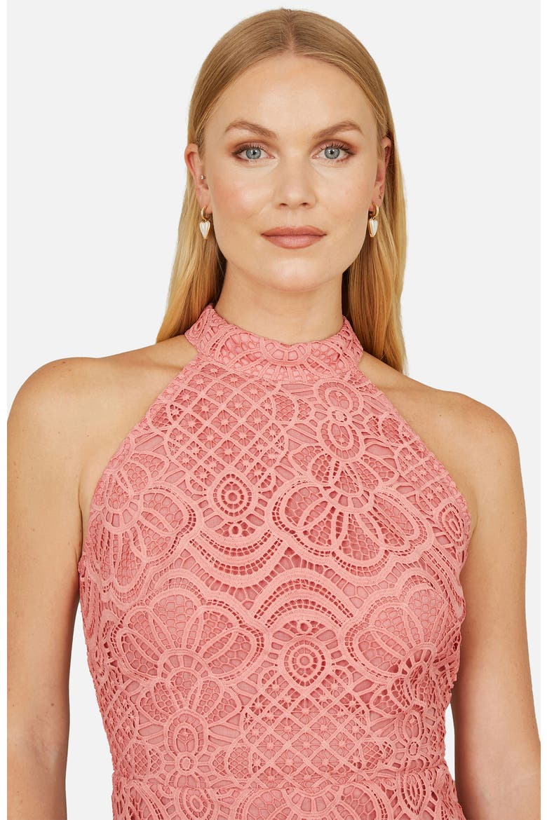 Lace Halter Neck Dress, Alternate, color, Pink