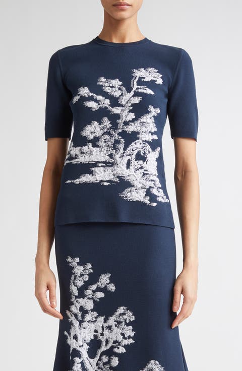 Etching Jacquard Knit Top