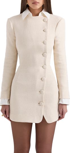Leoni Houndstooth Long Sleeve Minidress
