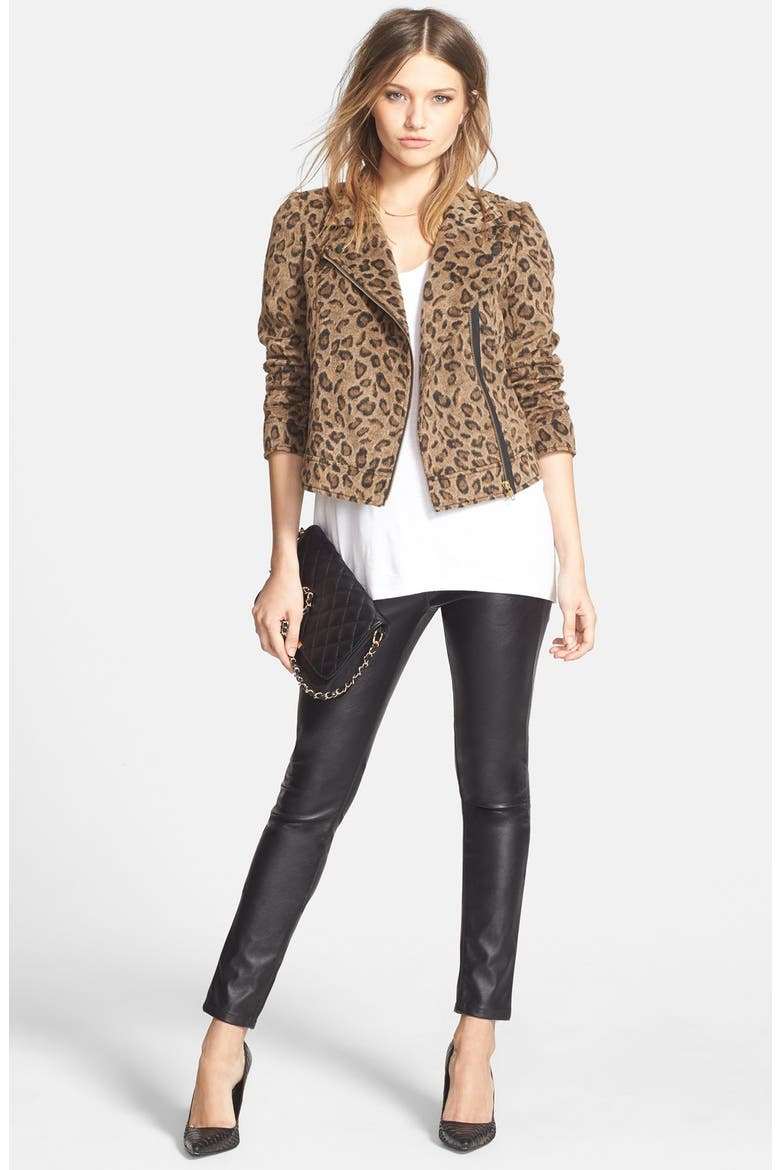 Leopard Print Moto Jacket, Alternate, color, TAN DALE LEOPARD