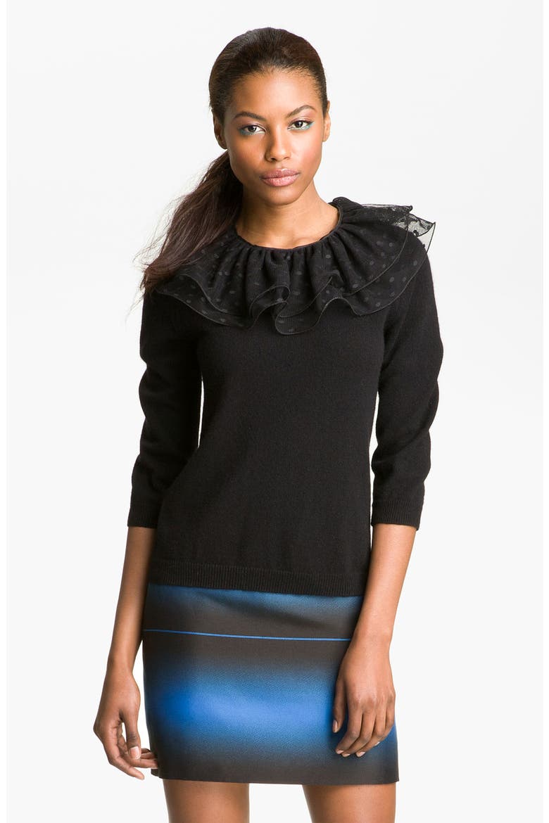 'Sonia' Lace Collar Sweater, Main, color, BLACK