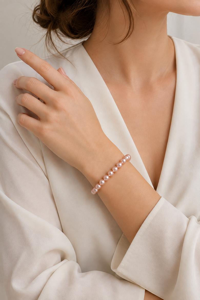 6.5-7.0mm Pink Freshwater Pearl Bracelet - Premier AAAA Quality, Alternate, color, Sterling Silver Clasp