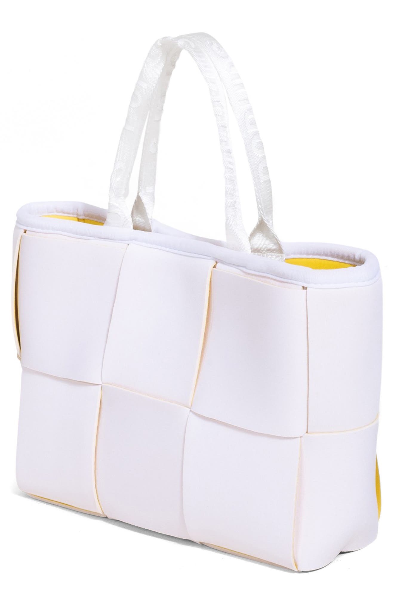 Water Resistant Woven Neoprene Mini Tote Bag, Alternate, color, WHITE