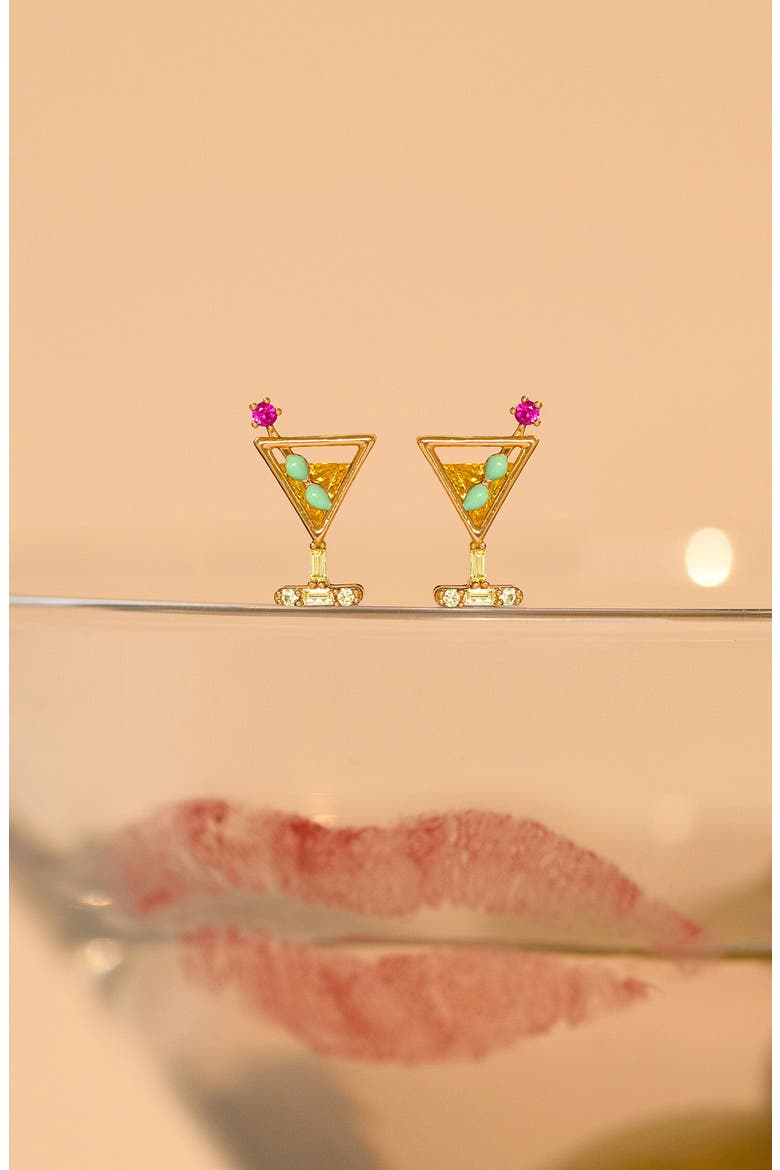 Dirty Martini Stud Earrings, Alternate, color, GOLD