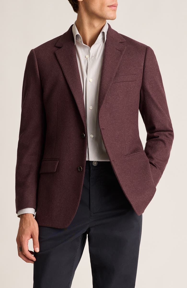 Bonobos Jetsetter Slim Fit Heathered Burgundy Knit Wool Blend Sport Coat, Main, color, Burgundy