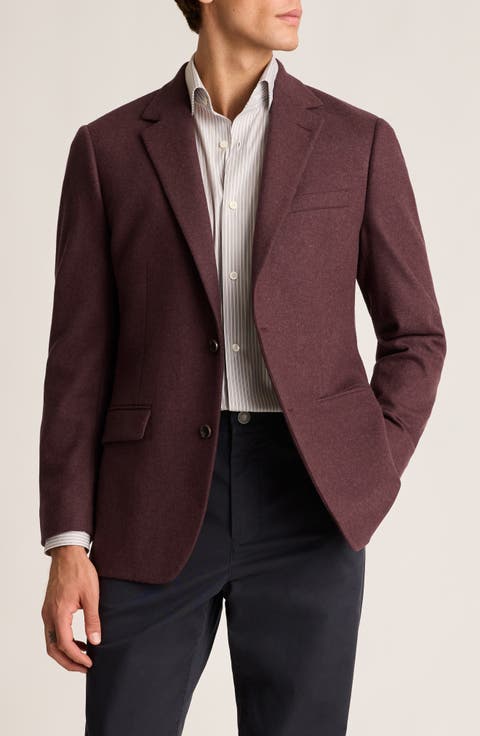 Jetsetter Slim Fit Heathered Burgundy Knit Wool Blend Sport Coat (Regular & Big)