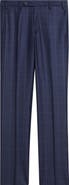 Zanella Devon Flat Front Windowpane Wool Dress Pants