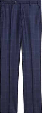 Zanella Devon Flat Front Windowpane Wool Dress Pants