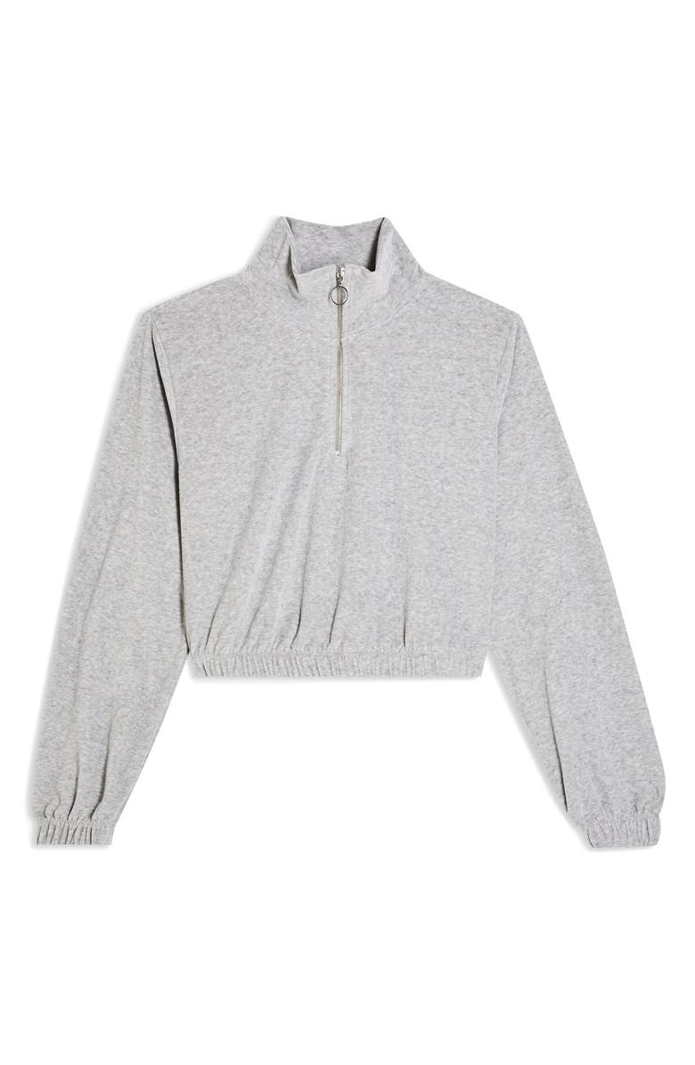 Topshop Velour Half Zip Sweatshirt, Alternate, color, 