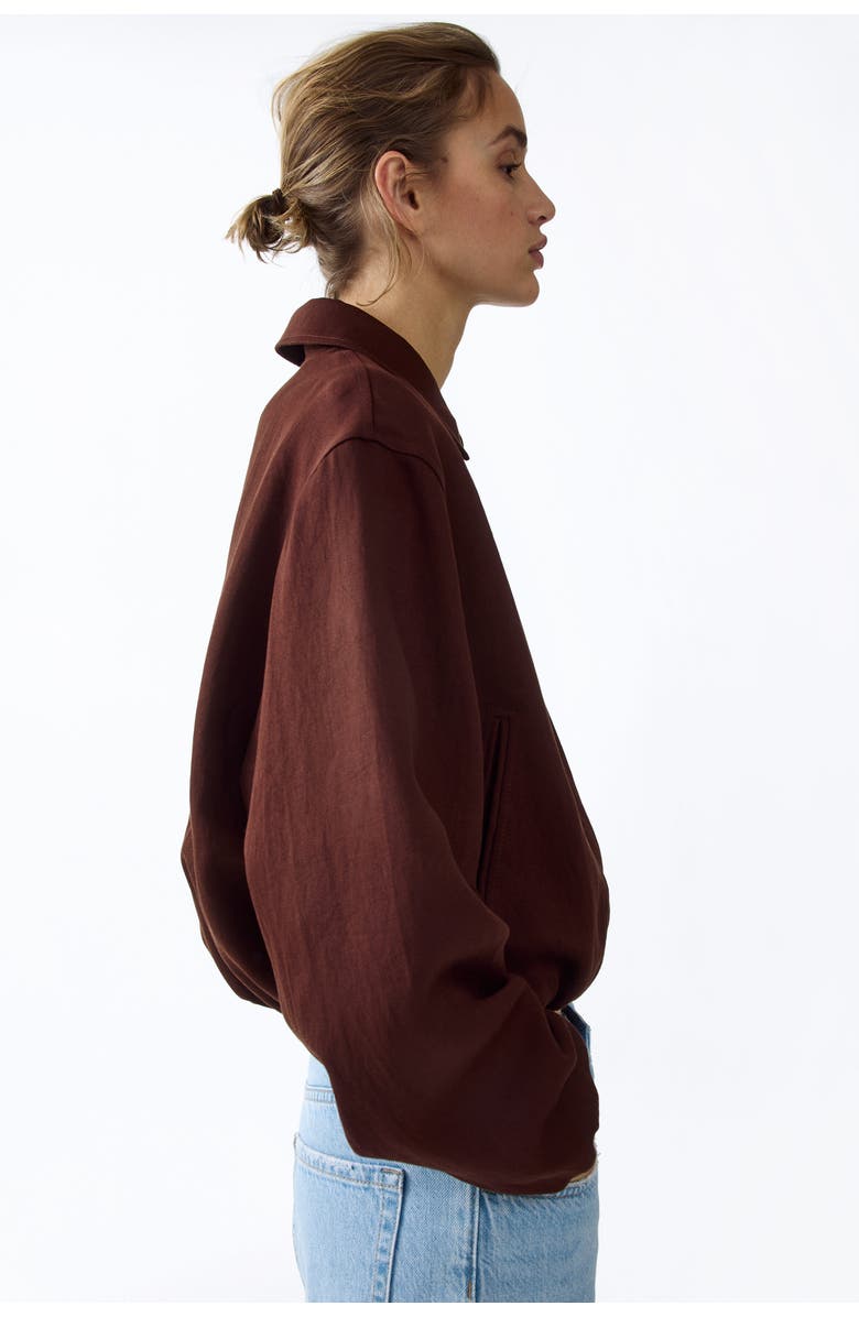 H&M Oversized bubble-hem jacket, Alternate, color, Dark Rust Brown