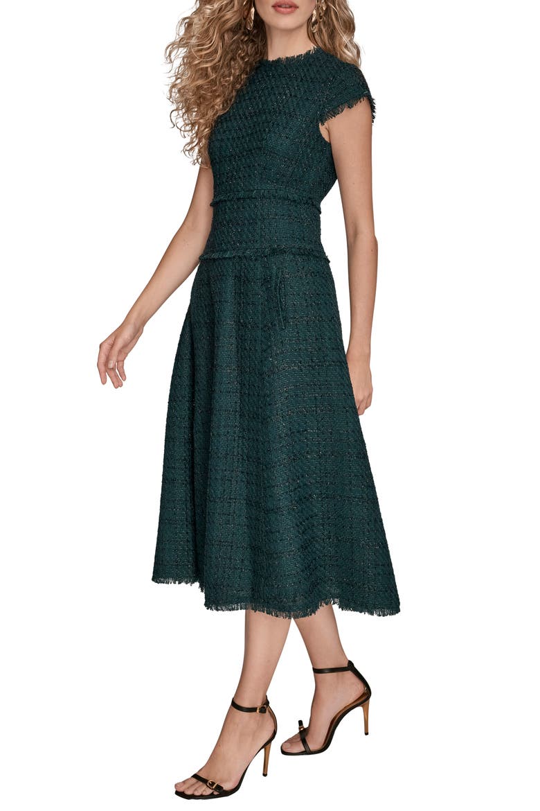 Metallic Tweed Midi Dress, Alternate, color, HUDSON