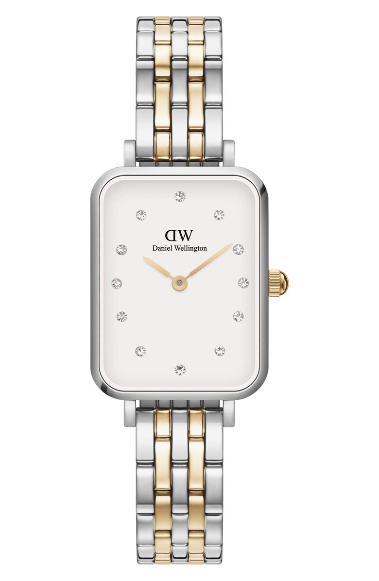 Daniel Wellington Quadro Lumine Two-Tone Bracelet Watch, 20mm x 26mm, Main, color, Silver/ Gold