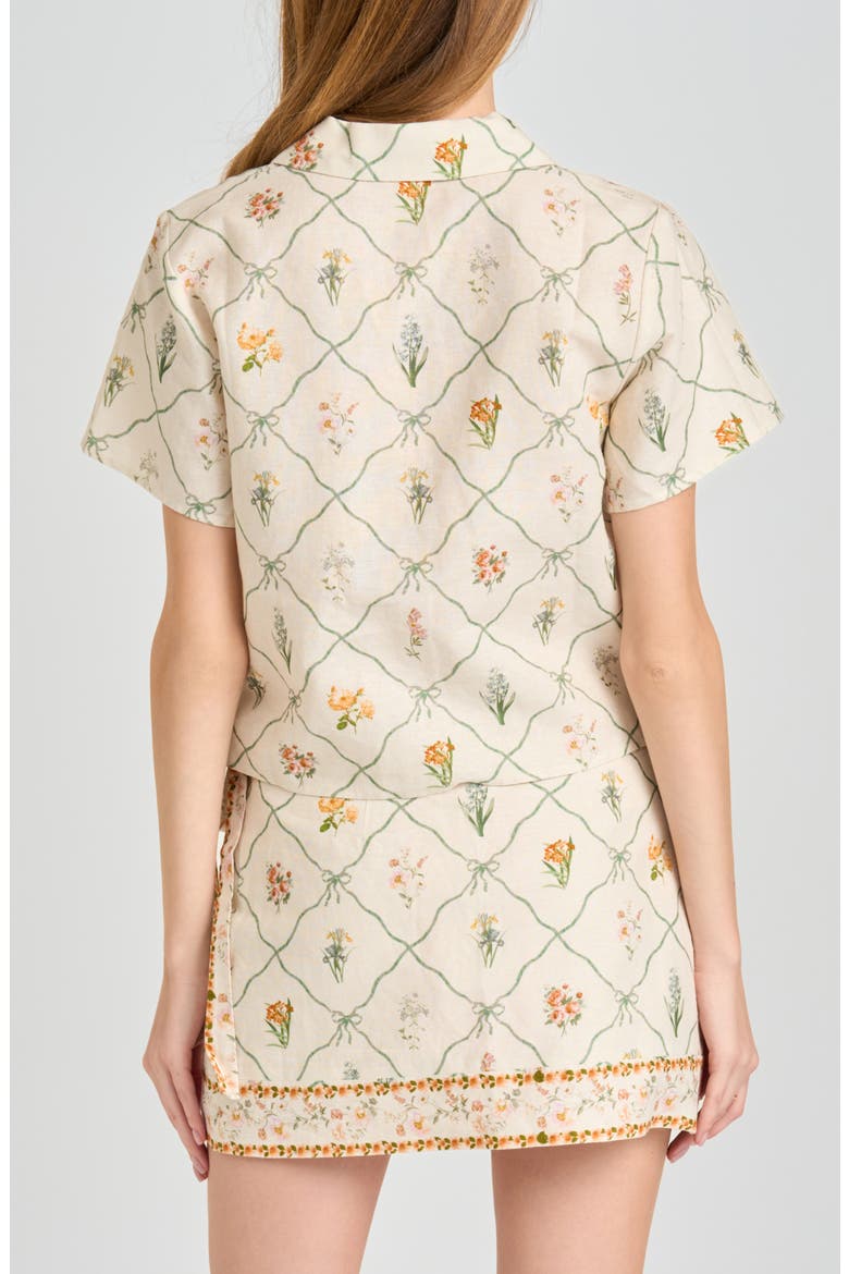 Amelia Print Linen Blend Button-Up Shirt, Alternate, color, IVORY BOTANICAL