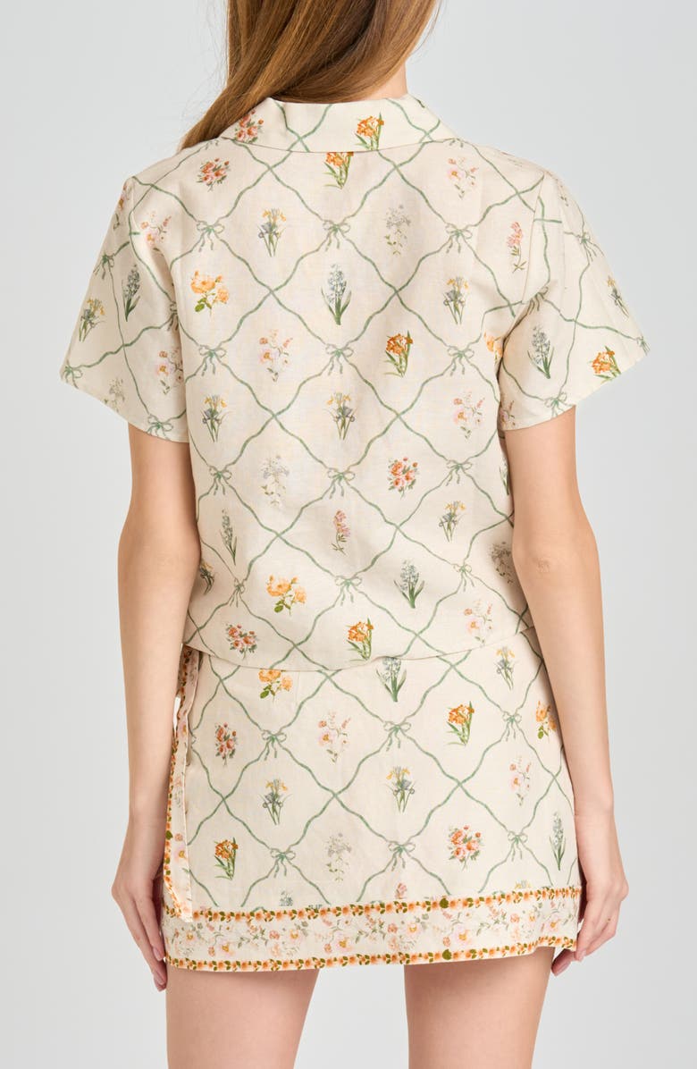 WAYF Amelia Print Linen Blend Button-Up Shirt, Alternate, color, Ivory Botanical