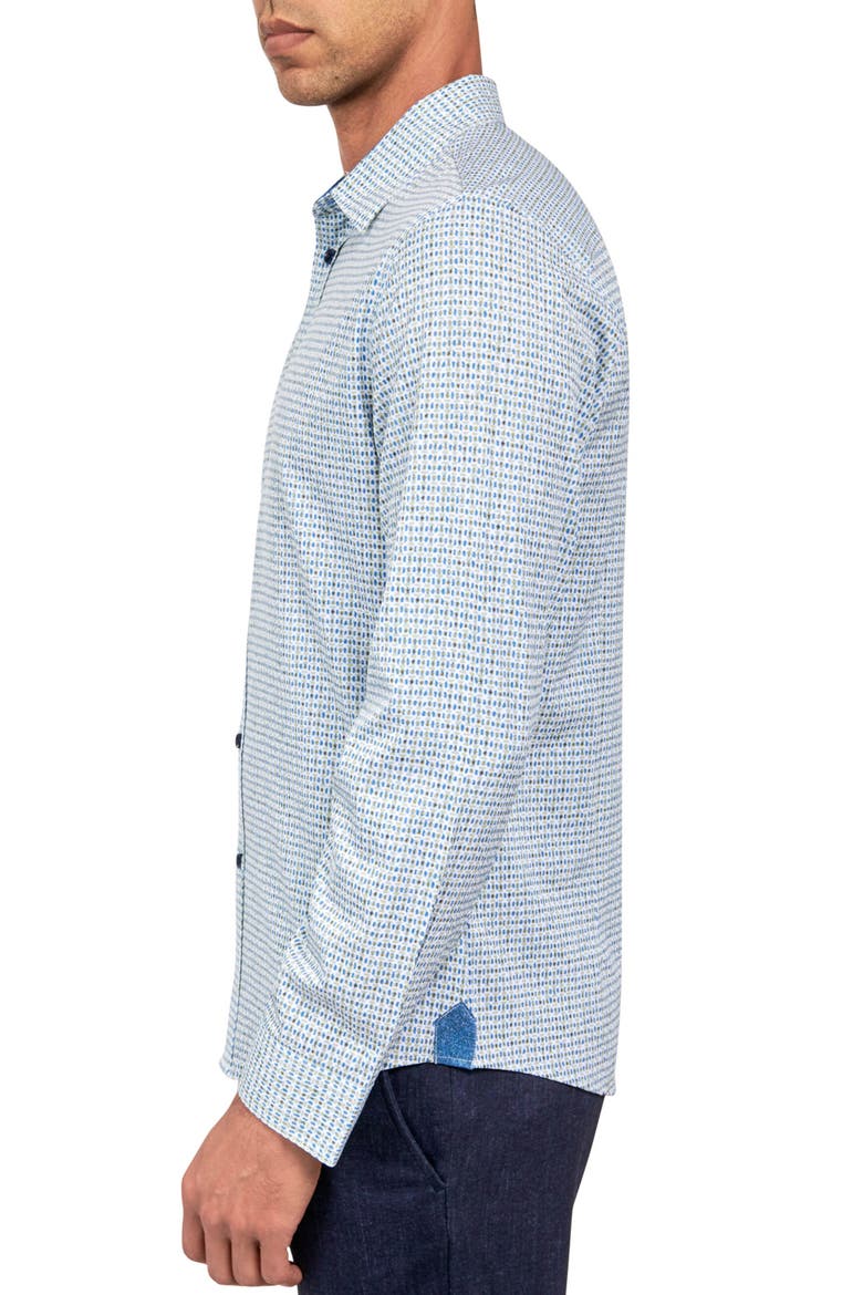 Watercolor Geometric Long Sleeve Shirt, Alternate, color, BLUE/ GREEN