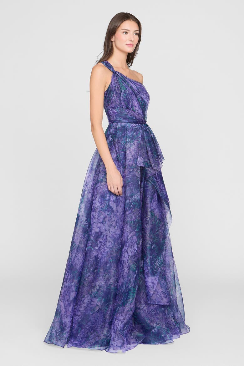 Orania One Shoulder Gown, Alternate, color, Botanic Twilight