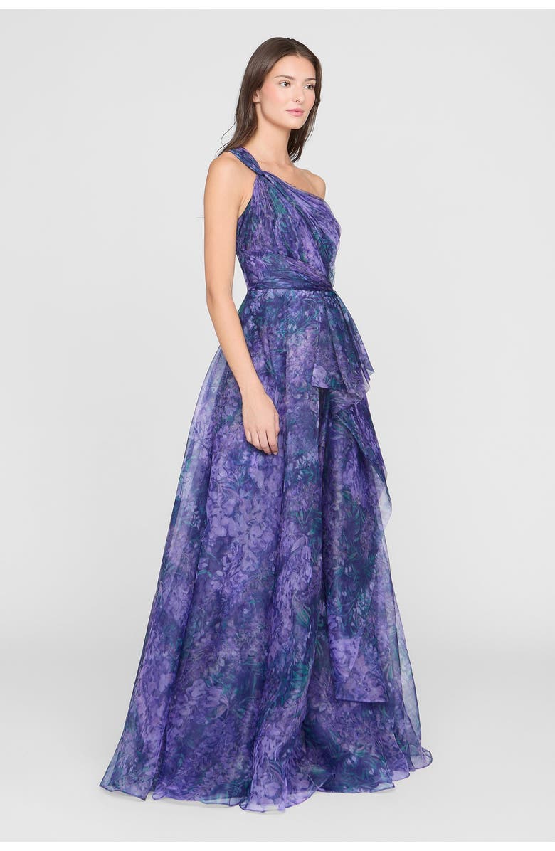 Theia Orania One Shoulder Gown, Alternate, color, Botanic Twilight