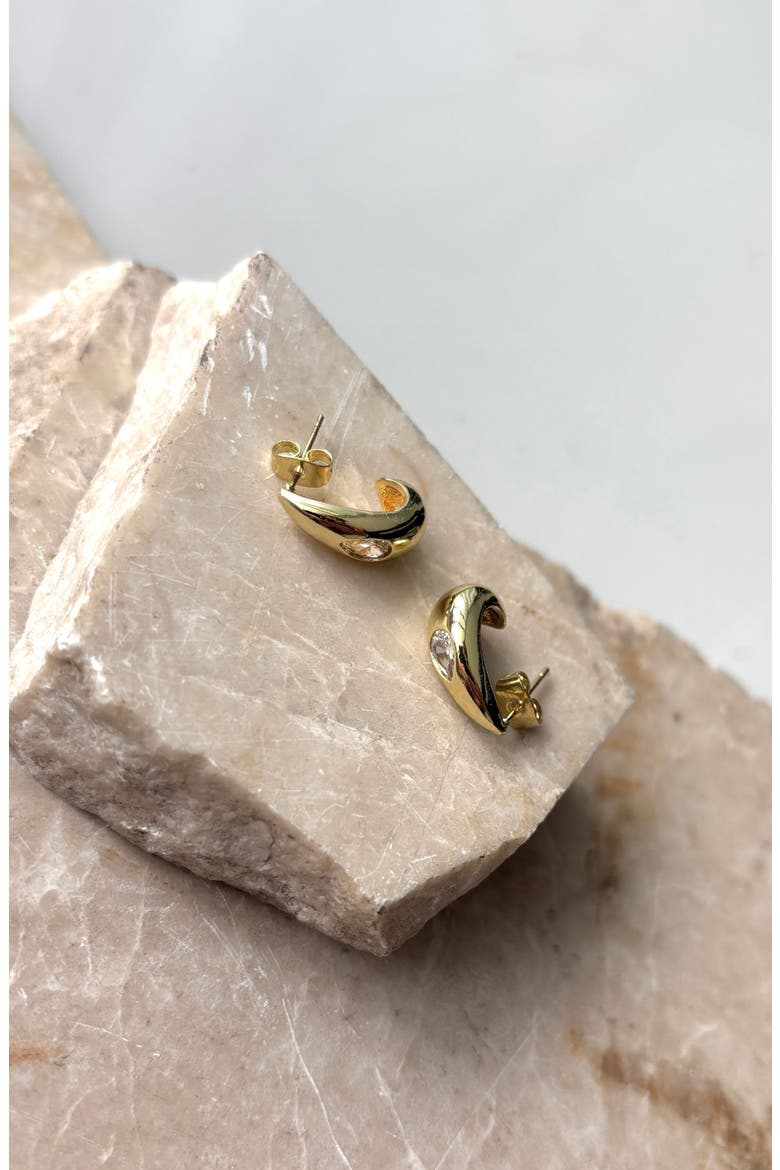 Pear Crystal Teardrop Earrings, Alternate, color, GOLD