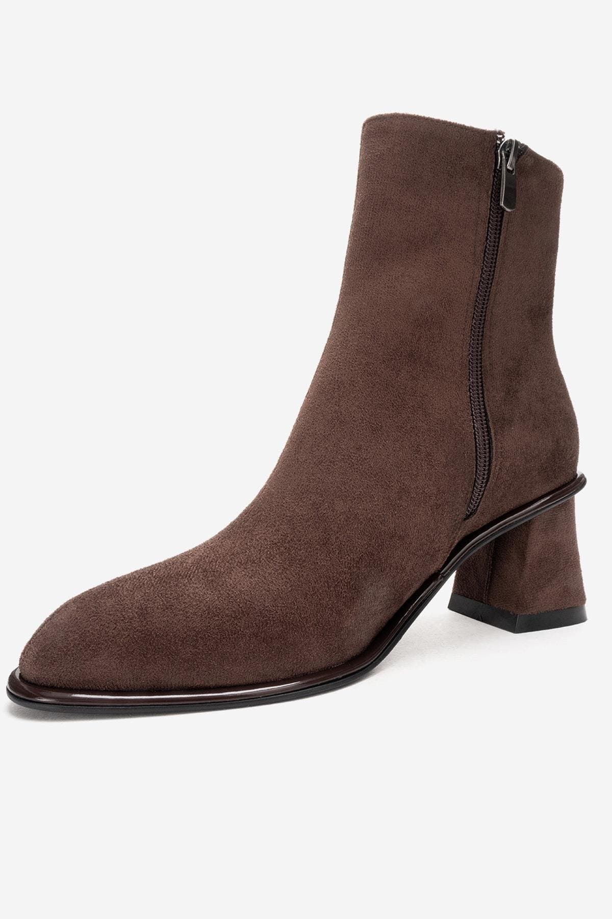Maura Block Heel Boot, Alternate, color, Brown Suede Faux Leather