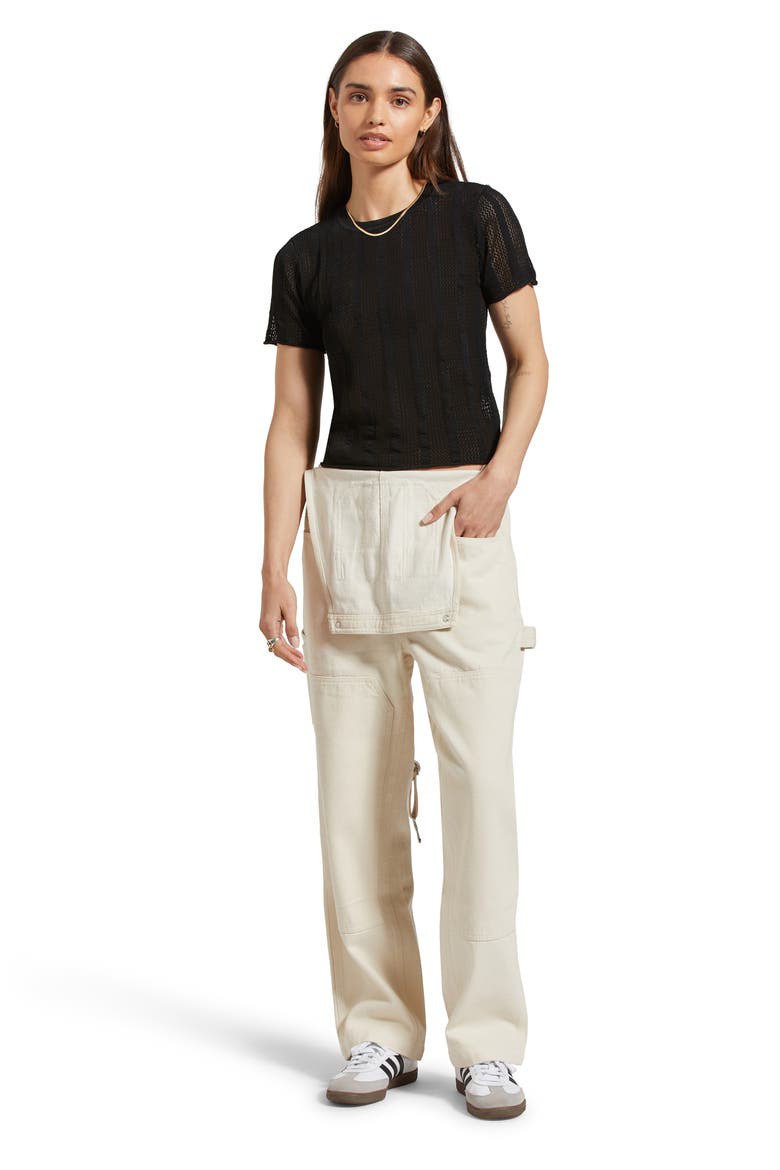 Sheer Stripe Top, Alternate, color, BLACK
