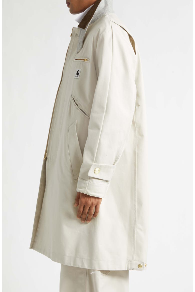 x Carhartt WIP Duck Canvas Balmacaan Coat, Alternate, color, IVORY