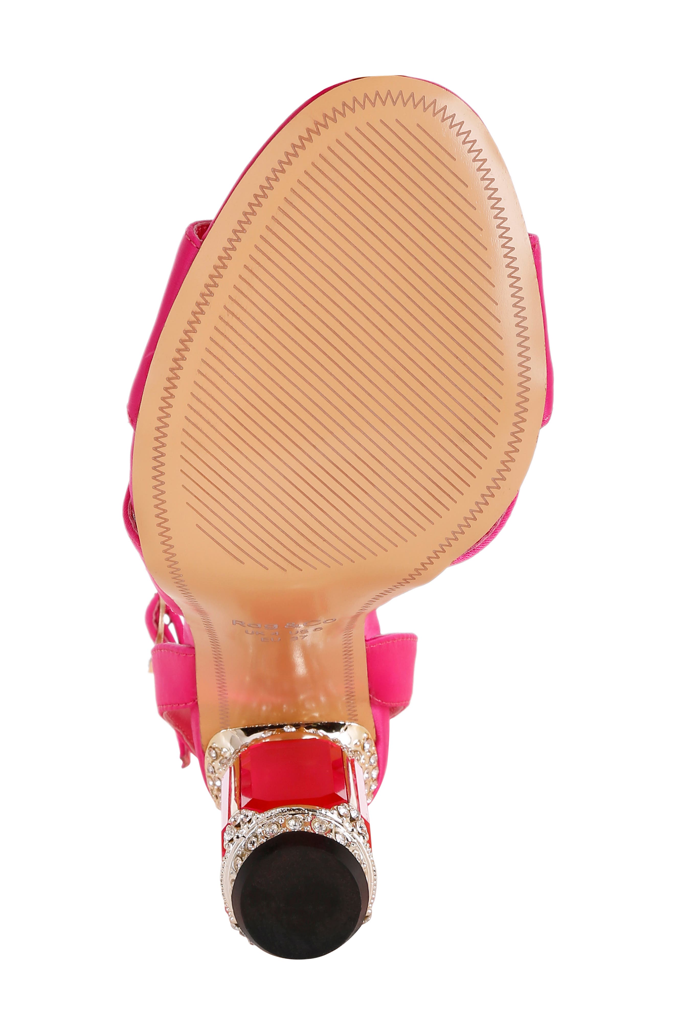 Tribeca Embellished Heel Sandal, Alternate, color, FUCHSIA SATIN