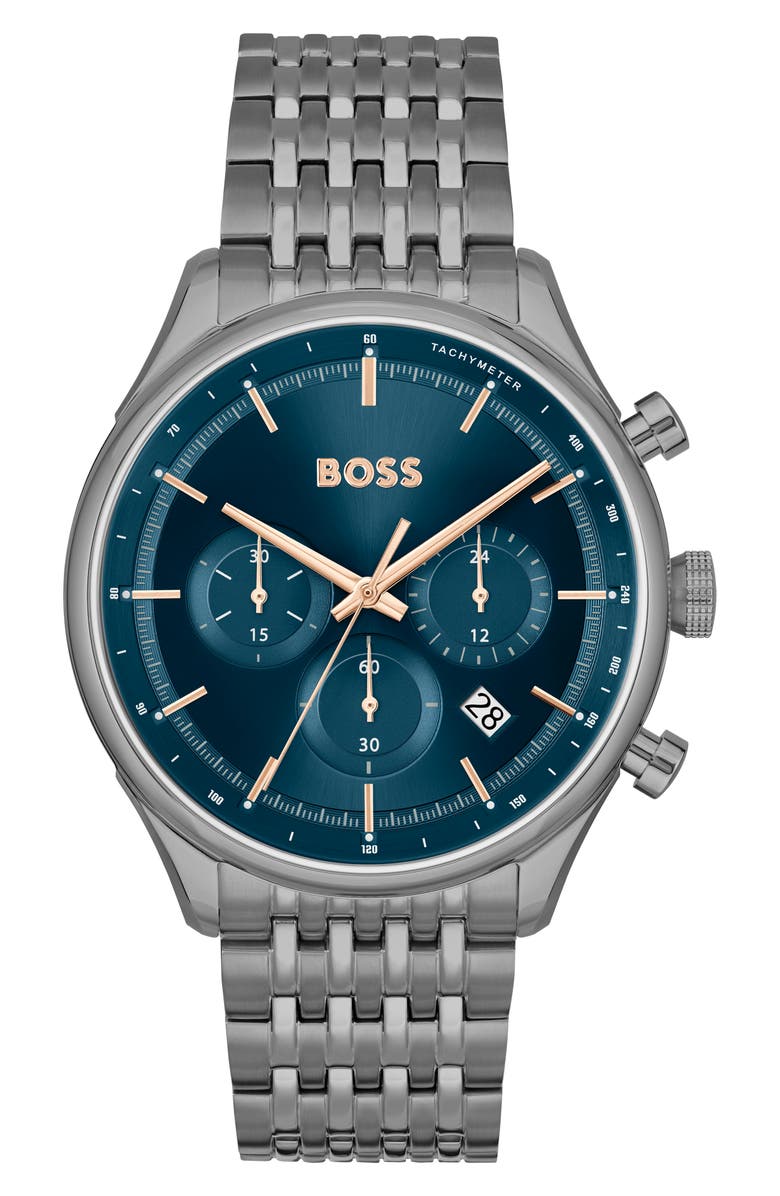 BOSS Gregor Bracelet Watch, 45mm, Main, color, Blue
