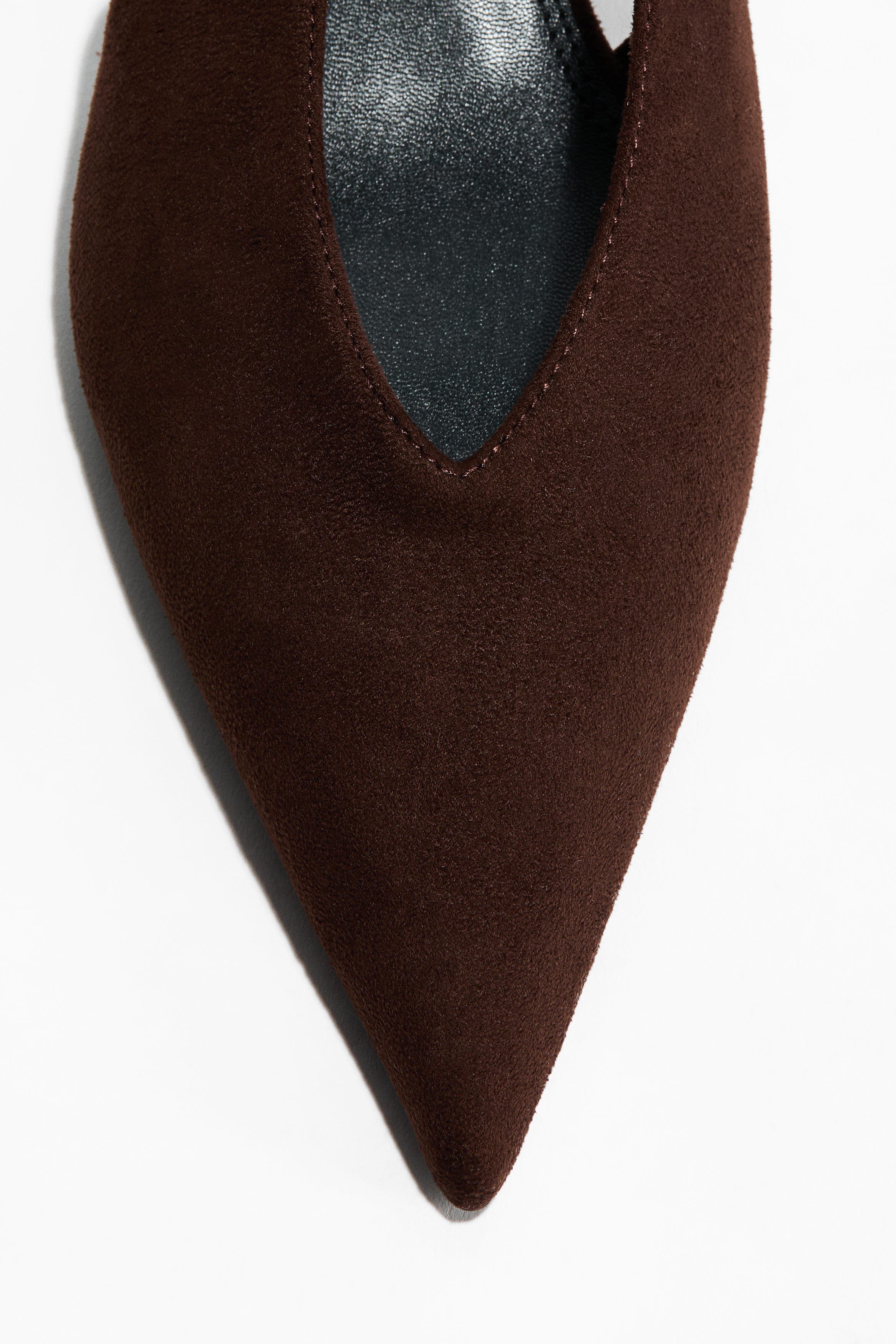 H&M Kitten-heeled Slingbacks, Alternate, color, Dark Brown