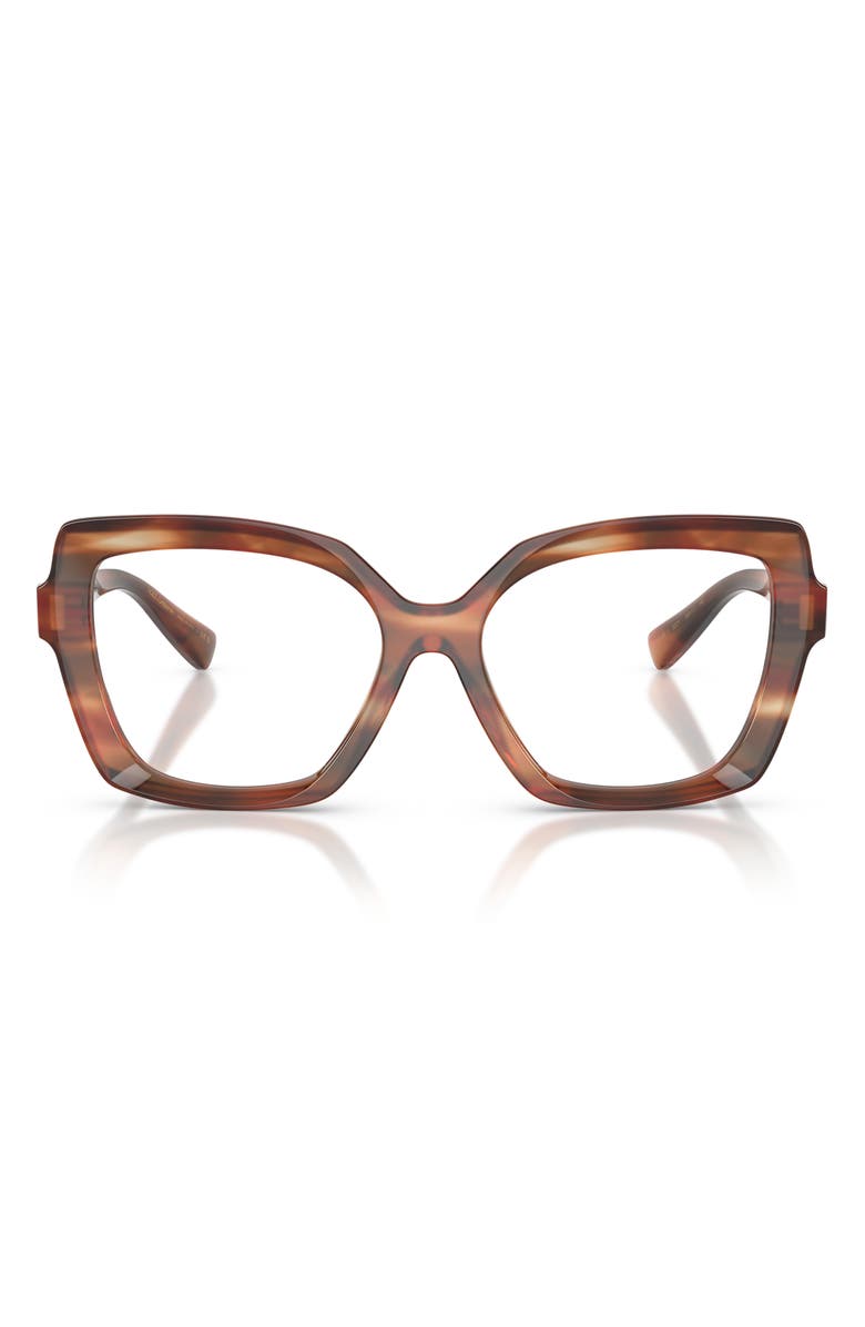 Dolce&Gabbana 55mm Butterfly Optical Glasses, Main, color, Striped Brown
