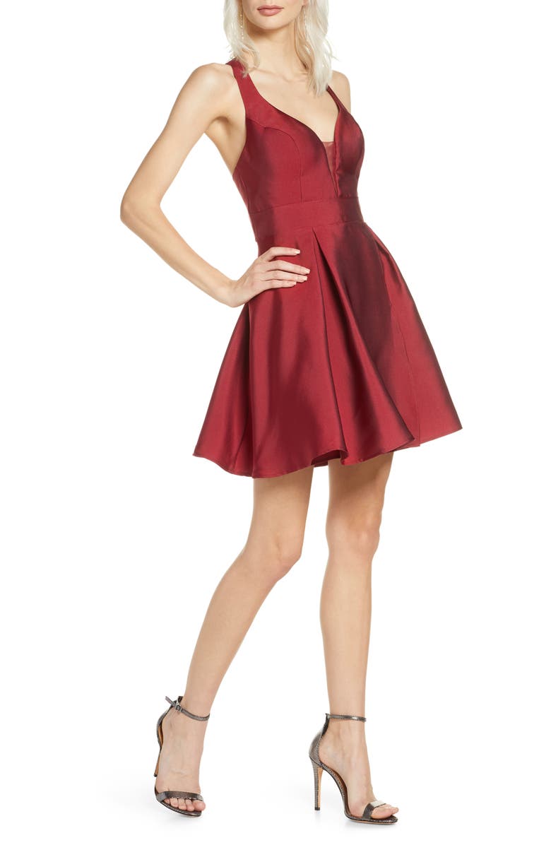 Sequin Hearts Mikado Fit & Flare Dress, Main, color, 