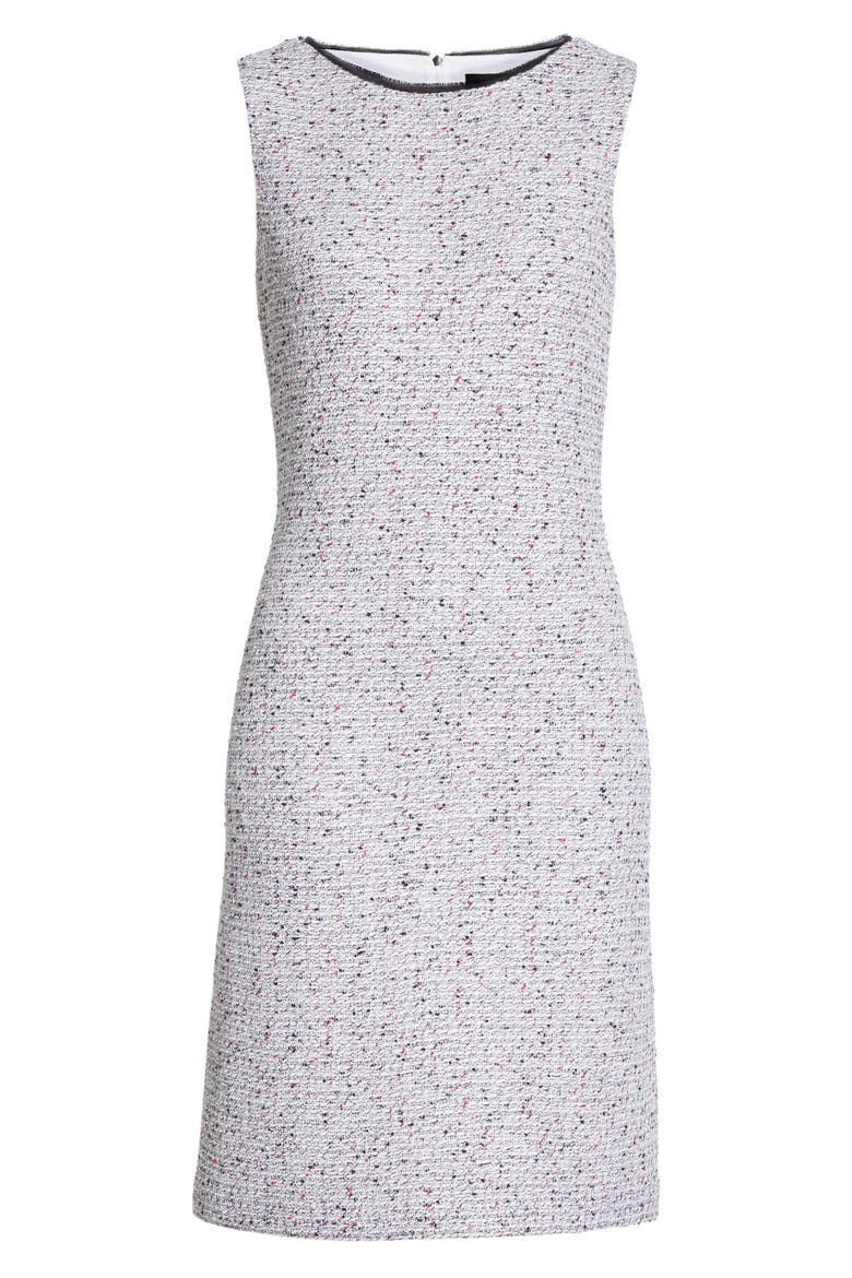 Alicia Knit Sheath Dress, Alternate, color, WHITE/ FLAMINGO MULTI
