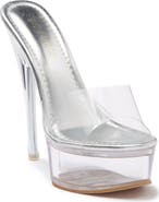 CHASE AND CHLOE Chase & Chloe Clear Platform Mule Sandal