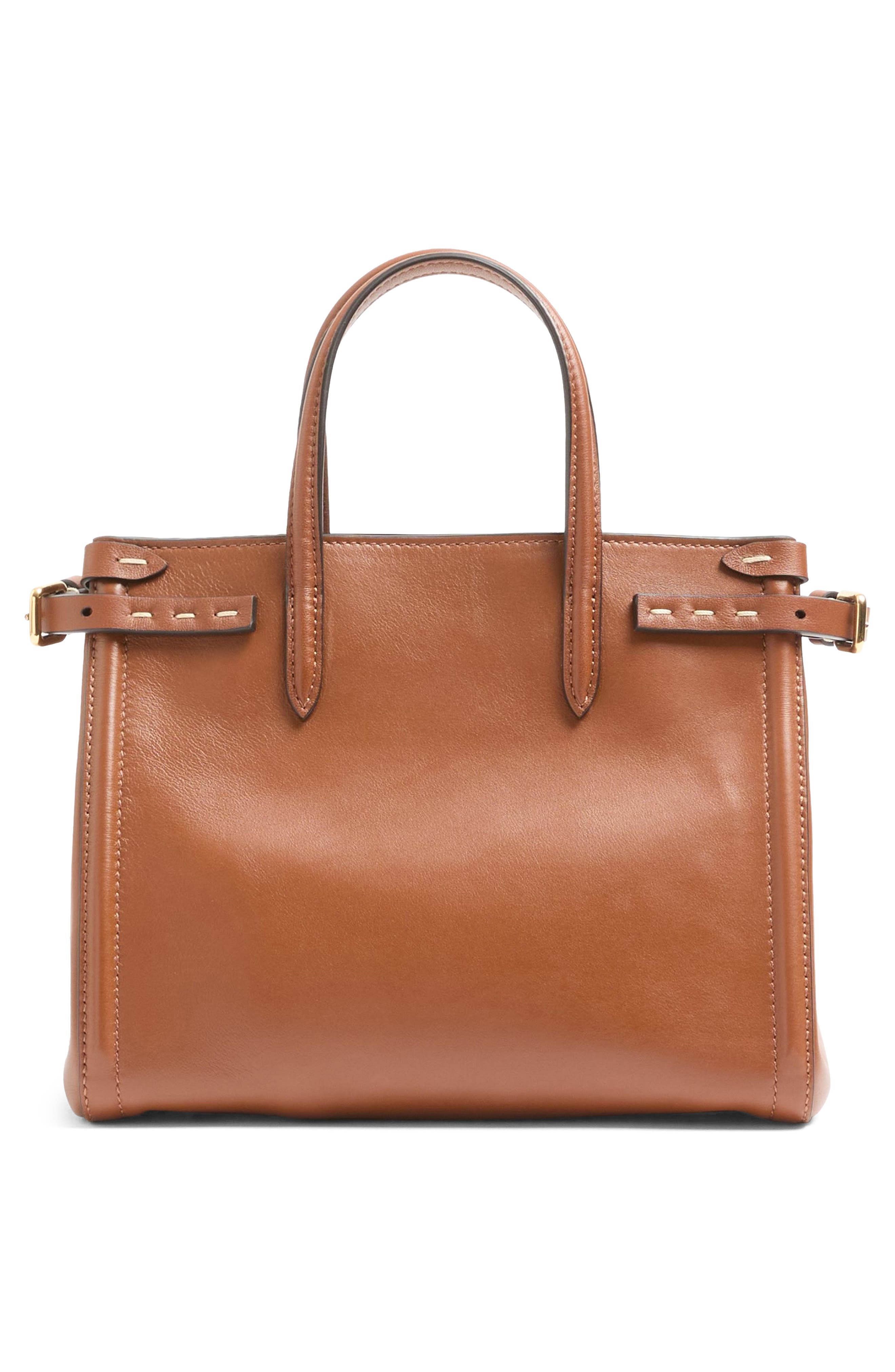 Valentino Garavani Small Antibes Leather Tote, Alternate, color, Tabacco