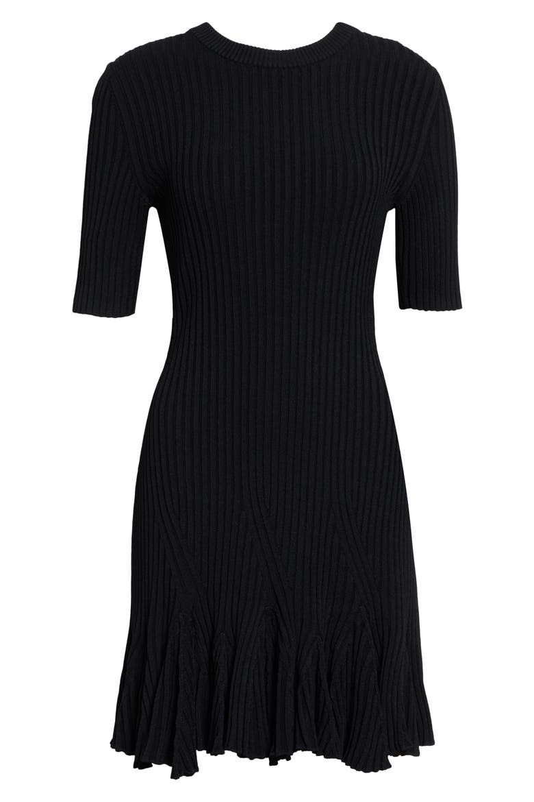 Leandra Short Sleeve Rib Sweater Dress, Alternate, color, BLACK