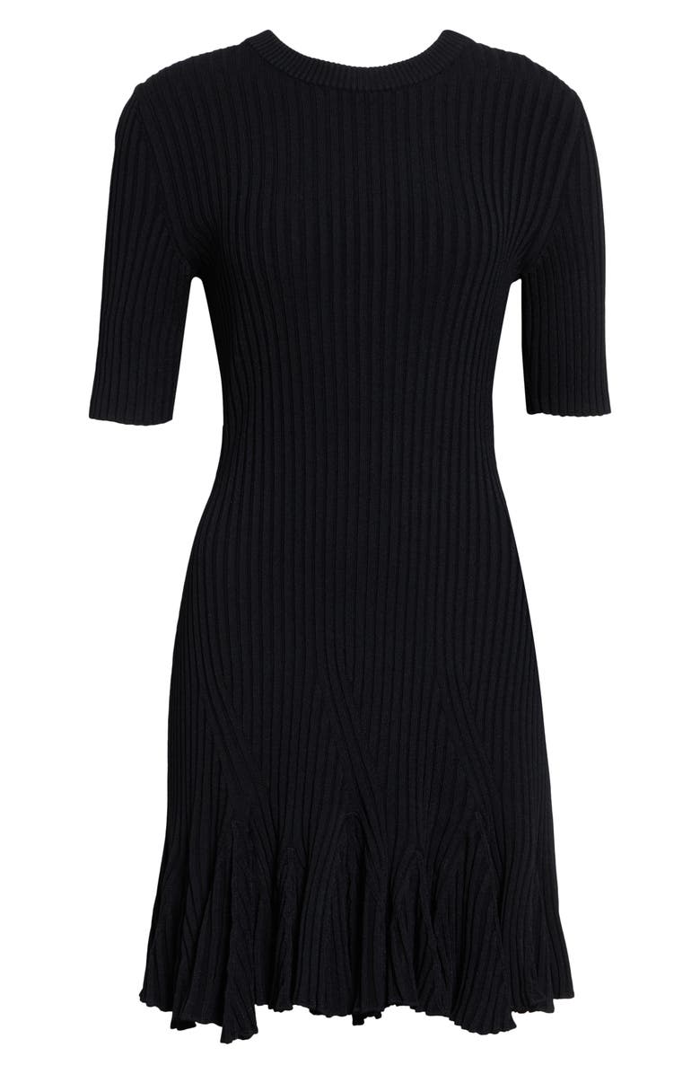 Proenza Schouler Leandra Short Sleeve Rib Sweater Dress, Main, color, Black