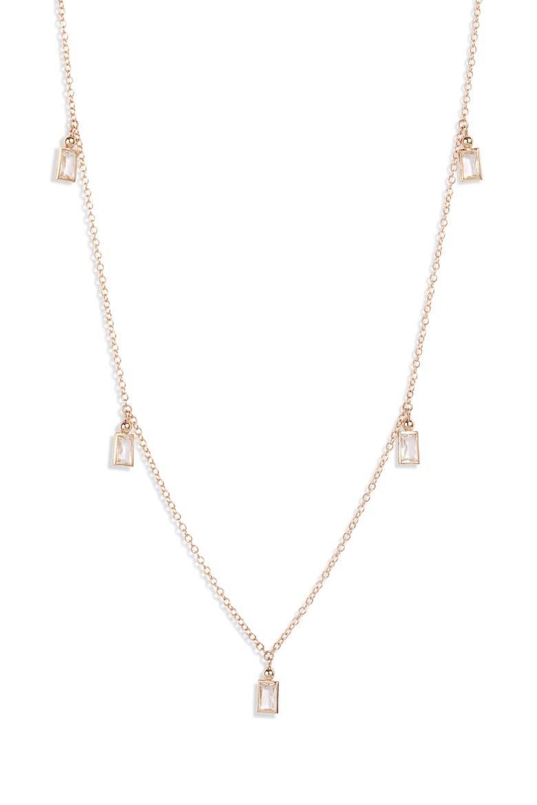 Dew Drop Shaky Station Necklace, Main, color, YELLOW GOLD/ WHITE