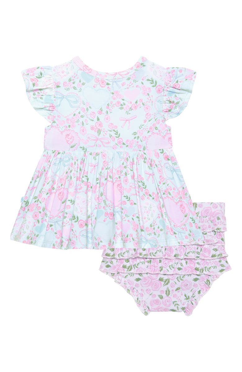 Posh Peanut Ruffle Cap Sleeve Dress with Bloomers, Alternate, color, Light/ Pastel Blue