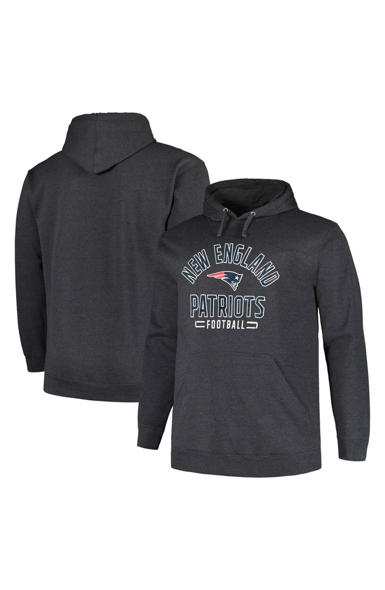 FANATICS Men's Fanatics Branded Heather Charcoal New England Patriots Big & Tall Pullover Hoodie, Main, color,