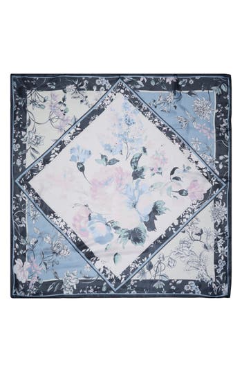 Vince Camuto Botanical Satin Square Scarf In Black
