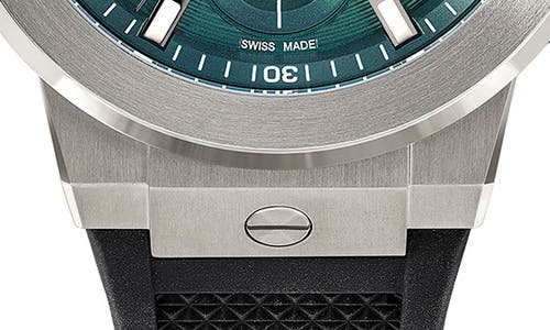 Ferragamo F-80 Titanium Tech Silicone Watch In Titanium Black/green