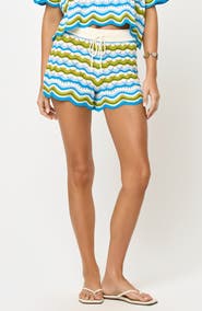 LSPACE Sun Chaser Stripe Cotton Cover-Up Shorts