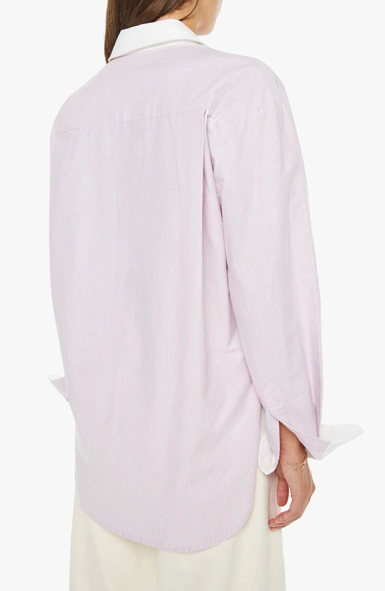 MOTHER The Roomie Frenchie Pinstripe Cotton Button-Up Top, Alternate, color, Julienne Cut