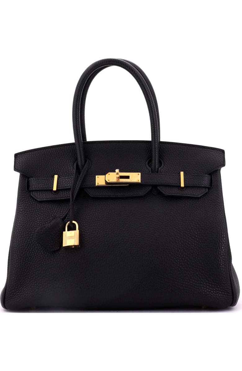 Pre-Owned Hermes Birkin Handbag Black Togo with Gold Hardware 30, Main, color, Noir