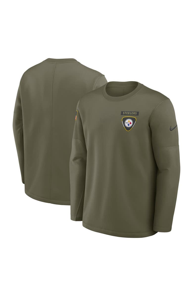 Nike Men's Nike Olive Pittsburgh Steelers 2025 Salute to Service Sideline Coaches Therma-FIT Long Sleeve Shirt, Main, color, Olive