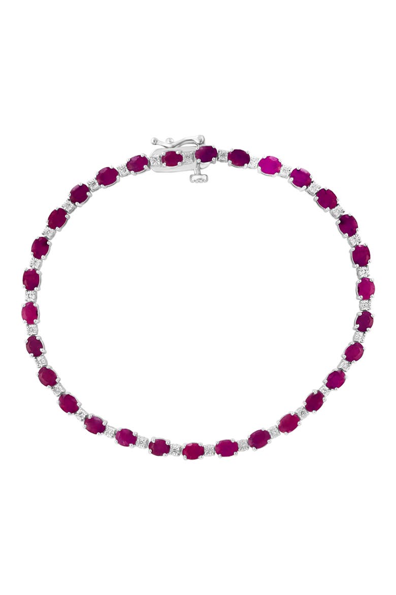 Sterling Silver Ruby Diamond Bracelet - 0.06 ctw., Main, color, RED