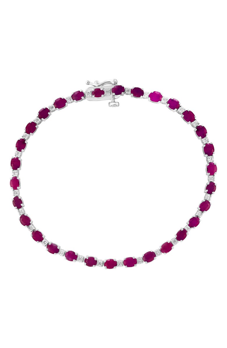 EFFY Sterling Silver Ruby Diamond Bracelet - 0.06 ctw., Main, color, Red