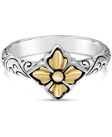 Maple Leaf Ring in Sterling Silver and 18K Gold Accents