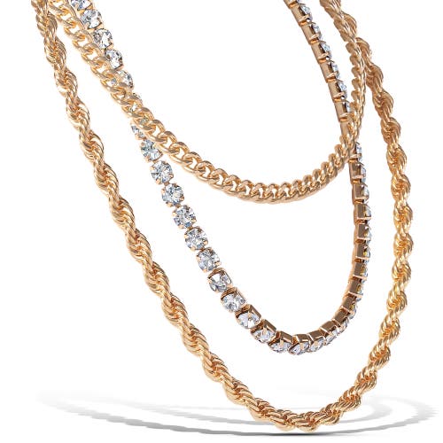 Jessica Simpson 3-piece Twisted Chain Link Necklace Set In Gold