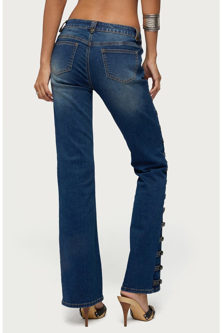 Button Loop Low Rise Bootcut Jeans, Alternate, color, BLUE-WASHED