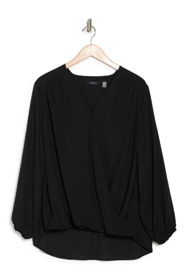 Wrap Patterned Blouse, Alternate, color, BLACK